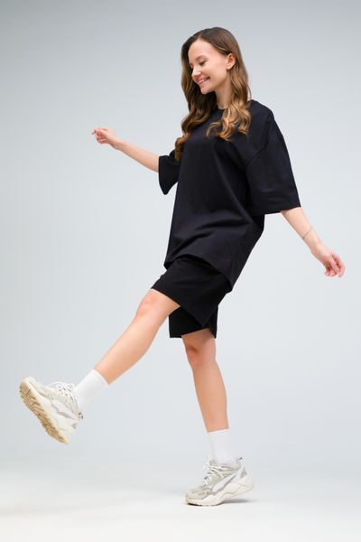 Костюм футболка оверсайз и шорты RAY BASIC черный женский (U1801W-Black) S U1801W-Black фото