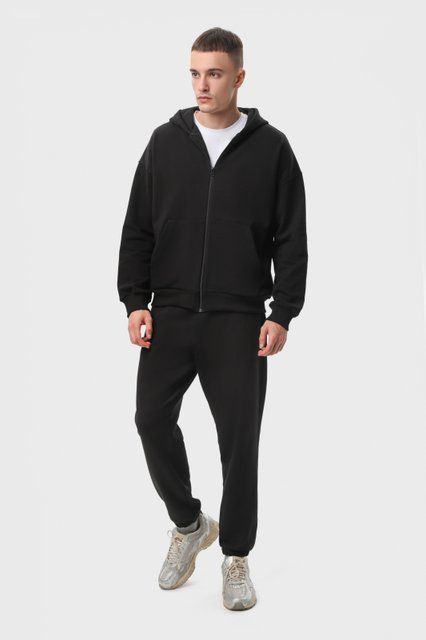 Костюм мужской худи на молнии и брюки Ray Premium Loose комбинированный черный (U0809М-Black) XS U0809М-Black фото