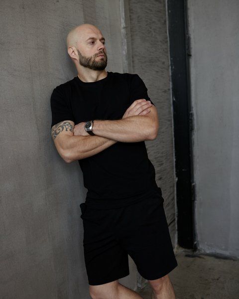 Костюм чоловічий футболка та шорти Ray Basic комбінований чорний (U0107-Black) XS U0107-Black фото