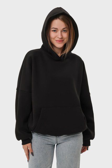 Худи оверсайз утеплённое женское RAY BALLOON чёрное (U0408W-Black) XS U0408W-Black фото