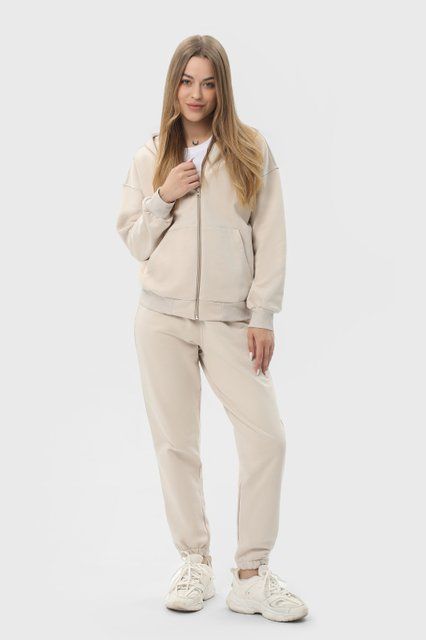 Костюм жіночий худі на блискавці та штани RAY PREMIUM LOOSE бежевий (U0809W-Cream) XS U0809W-Cream фото