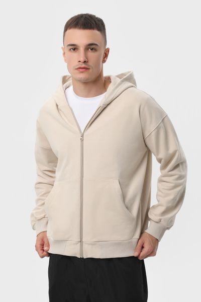 Костюм чоловічий худі на блискавці та штани Ray Premium Loose комбінований Бежевий/Темно-сірий (U0809M-Cream-Dark Grey) XS U0809M-Cream-Dark Grey фото