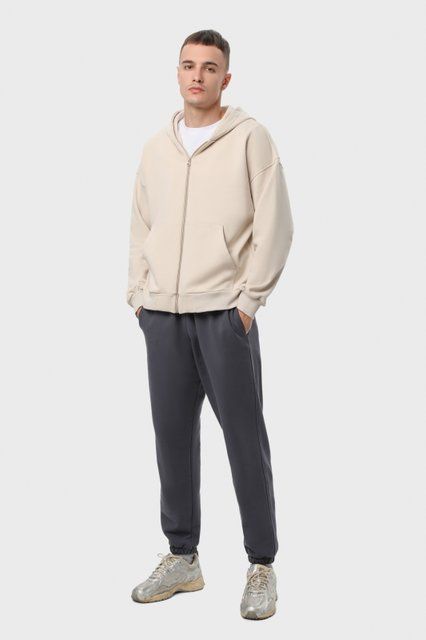 Костюм мужской худи на молнии и брюки Ray Premium Loose комбинированный Бежевый/Темно-серый (U0809M-Cream-Dark Grey) XS U0809M-Cream-Dark Grey фото
