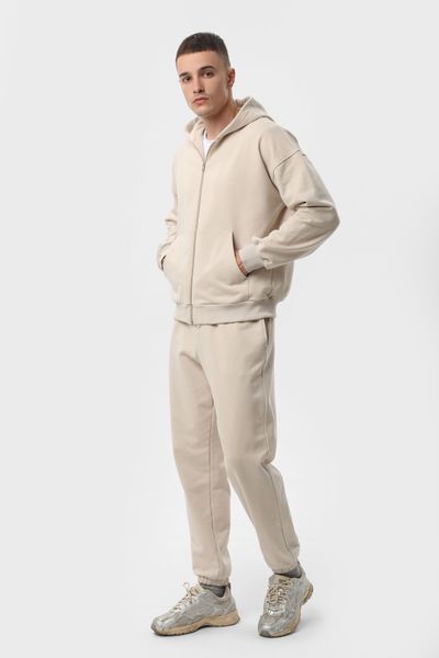 Костюм чоловічий худі на блискавці та штани Ray Premium Loose комбінований бежевий (U0809М-Cream) M U0809М-Cream фото