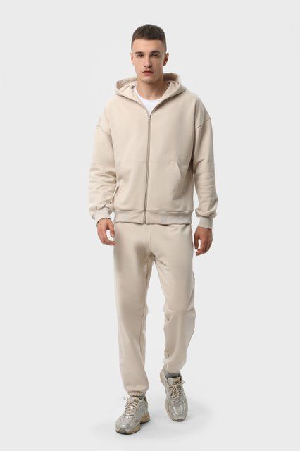 Костюм мужской худи на молнии и брюки Ray Premium Loose комбинированный бежевый (U0809М-Cream) M U0809М-Cream фото