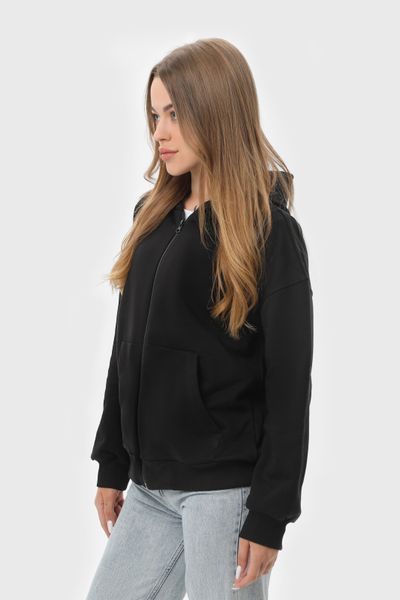 Худі на блискавці жіночече базове RAY PREMIUM LOOSE чорне (U0409W-Black) XS U0409W-Black фото