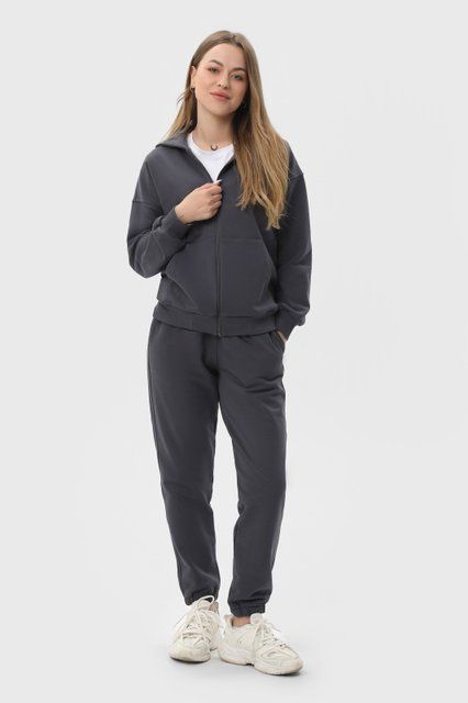 Костюм жіночий худі на блискавці та штани RAY PREMIUM LOOSE темно-сірий (U0809W-Dark Grey) XS U0809W-Dark Grey фото