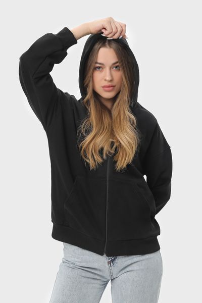Худі на блискавці жіночече базове RAY PREMIUM LOOSE чорне (U0409W-Black) S U0409W-Black фото