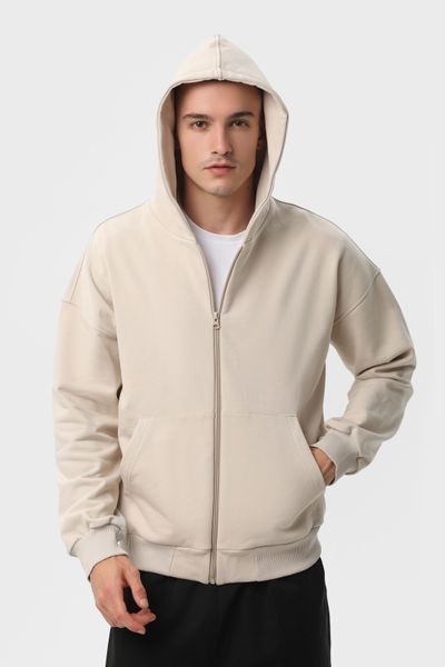 Худи на молнии мужское базовое RAY PREMIUM LOOSE бежевое (U0409M-Cream) XS U0409M-Cream фото