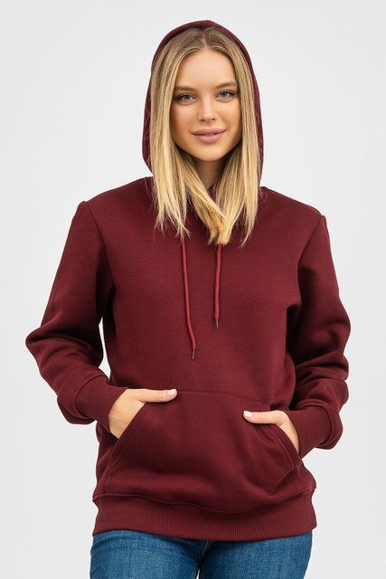 Худи женское базовое утепленное RAY BASIC бордовое (U0401W-Burgundy) XS UU0401W-Burgundy фото