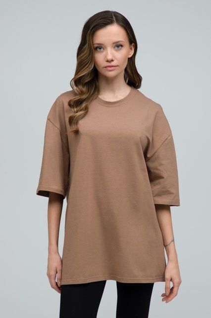 Футболка оверсайз RAY OVERSIZE жіноча коричнева (U0104W-Brown) S/M U0104W-Brown фото