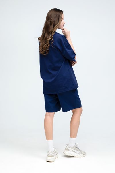 Костюм футболка оверсайз и шорты RAY BASIC темно-синий женский (U1801W-Navy Blue) M U1801W-Navy Blue фото