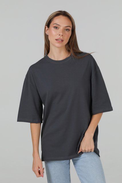 Футболка оверсайз RAY OVERSIZE жіноча темно-сіра (U0104W-Dark Grey) S/M U0104W-Dark Grey фото