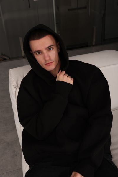 Худі оверсайз Ray Oversize утеплене чоловіче чорне (U0404M-Black) S/M U0404M-Black фото