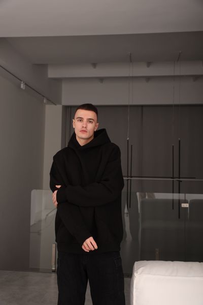 Худі оверсайз Ray Oversize утеплене чоловіче чорне (U0404M-Black) S/M U0404M-Black фото