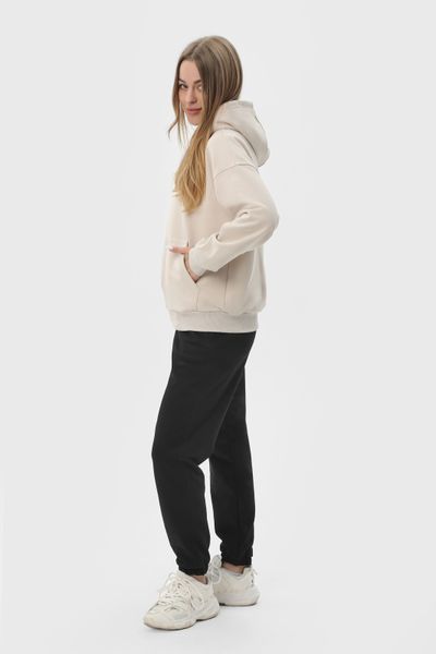Костюм жіночий худі на блискавці та штани RAY PREMIUM LOOSE комбінований Бежевий/Чорний (U0809W-Cream-Black) XS U0809W-Cream-Black фото