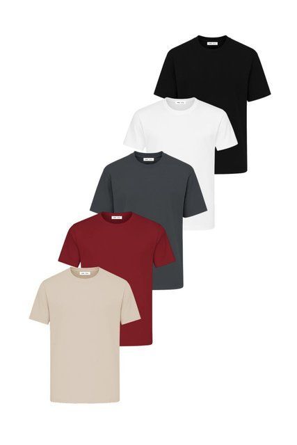 Набор базовых футболок. Ray Premium Fit мужские 5 шт, графитовая/коричневая/бордовая/бежевая/темно-синяя (U0102-5PACK2) S U0102-5PACK2 фото