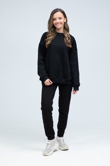 Костюм свитшот оверсайз и штаны Ray Basic женский утепленный черный (U0804W-Black) S U0804W-Black фото