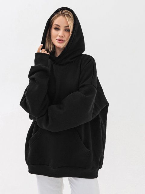Худі оверсайз Ray Oversize утеплене жіноче чорне (U0404W-Black) S/M U0404W-Black фото