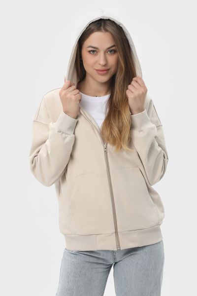 Худі на блискавці жіночече базове RAY PREMIUM LOOSE бежеве (U0409W-Cream) XS U0409W-Cream фото