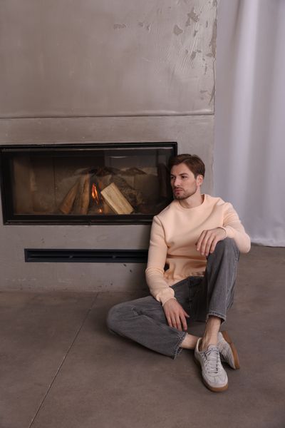 Свитшот мужской базовый утепленный RAY BASIC бежевый (U0301M-Cream) XS U0301M-Cream фото