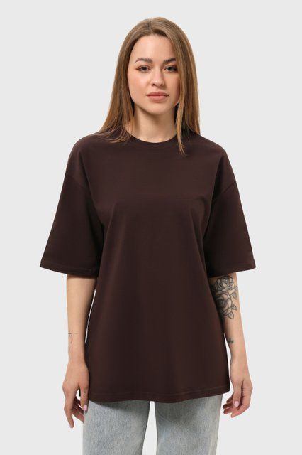 Футболка оверсайз RAY OVERSIZE жіноча шоколад (U0104W-Chocolate) 2XL/3XL U0104W-Chocolate фото